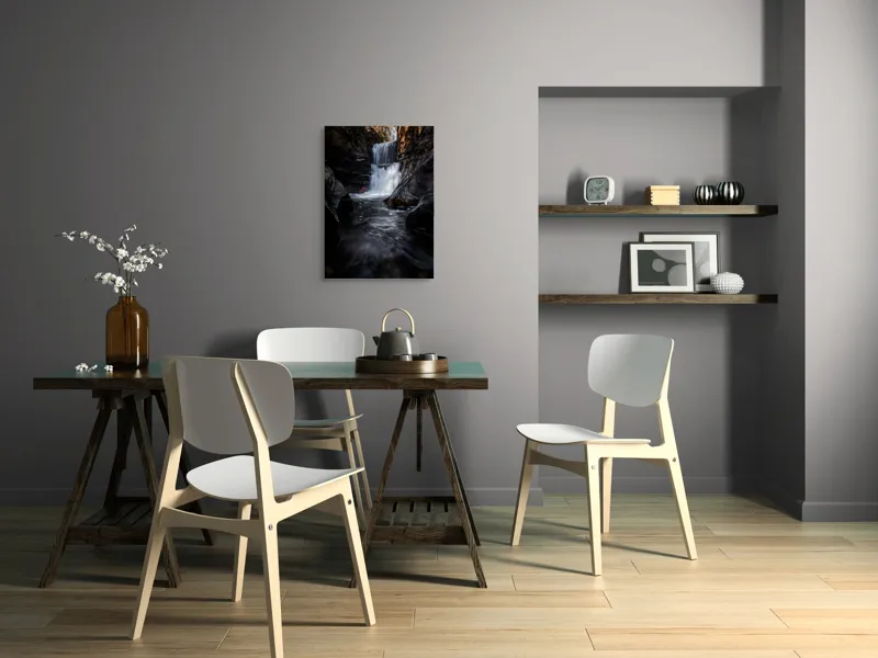 Tablou Canvas, "Cascada din inima pădurii întunecate", Cascadă, Apă, Stânci, Pădure, Natură, Torent, Claritate, Umbre, Răcoare, Frumusețe, 50 x 70 cm – poza 5