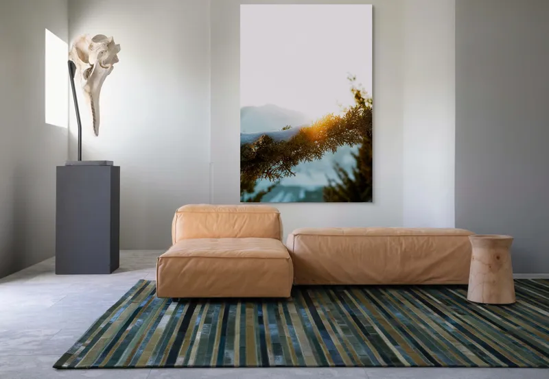 Tablou Canvas, "Raza soarelui printre crengi înzăpezite", Soare, Zăpadă, Ramură, Munte, Cer, Lumină, Iarnă, Peisaj, Natură, Frig., 100 x 150 cm – poza 7
