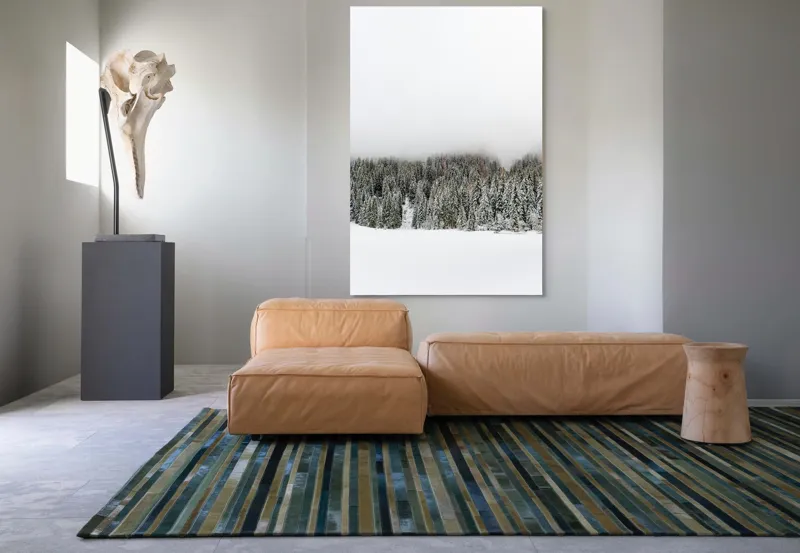 Tablou Canvas, "Iarna în pădurea înzăpezită misterioasă", Copaci, Zăpadă, Ceață, Cer, Iarnă, 100 x 150 cm – poza 7