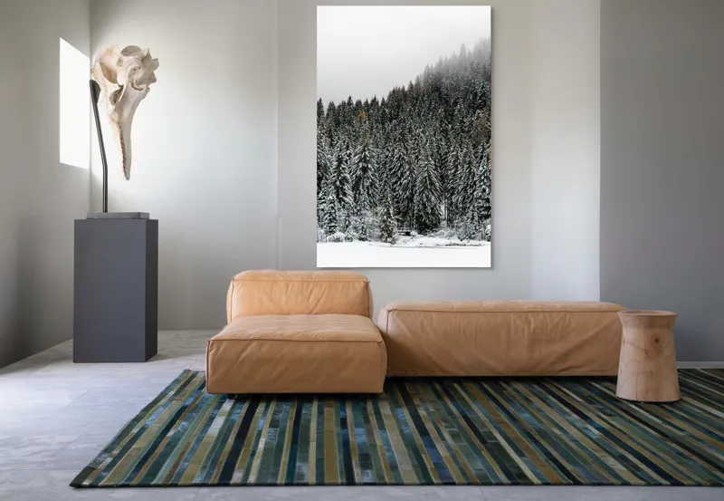 Tablou Canvas, "Tăcerea pădurii în iarnă liniștită", Munte, Brazi, Zăpadă, Ceață, Calm, Natură, Iarnă, Frig, Tăcere, Frumusețe, 100 x 150 cm – poza 7