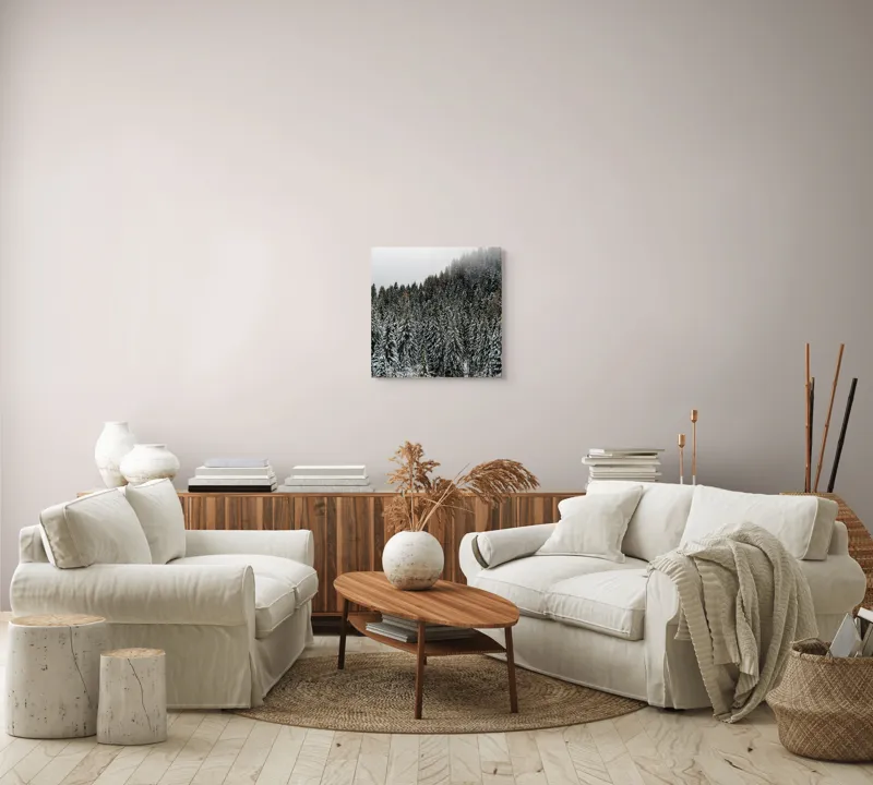 Tablou Canvas, "Tăcerea pădurii în iarnă liniștită", Munte, Brazi, Zăpadă, Ceață, Calm, Natură, Iarnă, Frig, Tăcere, Frumusețe, 50 x 50 cm – poza 7