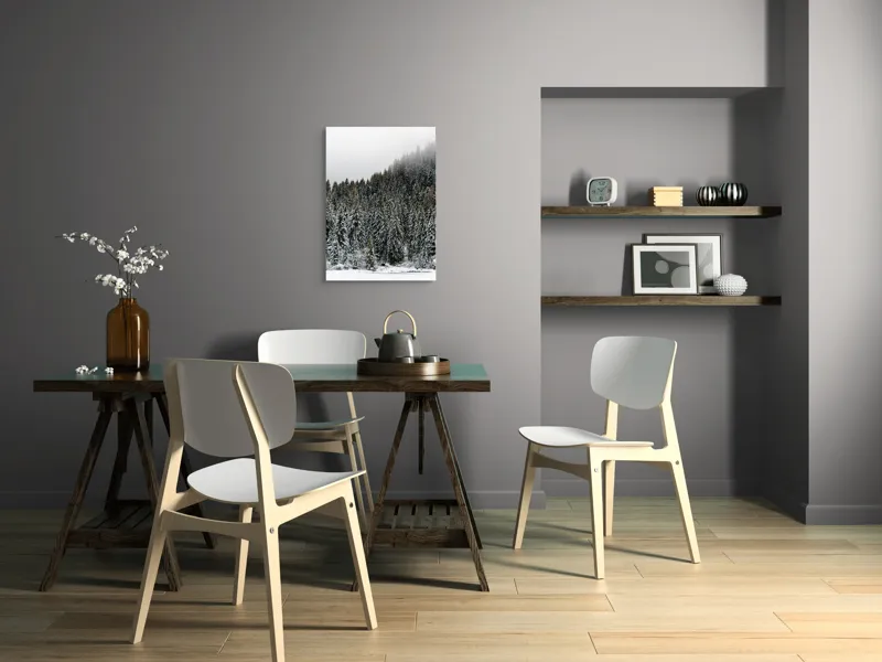 Tablou Canvas, "Tăcerea pădurii în iarnă liniștită", Munte, Brazi, Zăpadă, Ceață, Calm, Natură, Iarnă, Frig, Tăcere, Frumusețe, 50 x 70 cm – poza 5