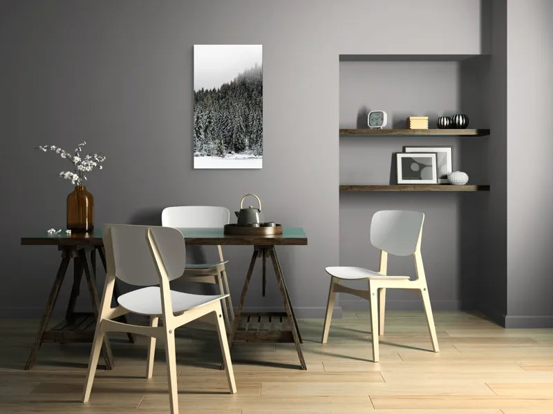 Tablou Canvas, "Tăcerea pădurii în iarnă liniștită", Munte, Brazi, Zăpadă, Ceață, Calm, Natură, Iarnă, Frig, Tăcere, Frumusețe, 50 x 90 cm – poza 4