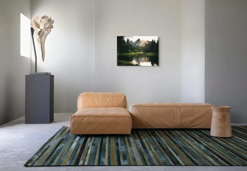 Tablou Canvas, "Reflecția munților în lac liniștit", Munte, Reflecție, Pădure, Apus, Lumină, Natură, Râu, Serenitate, Peisaj, Frumusețe, 70 x 50 cm – poza 8