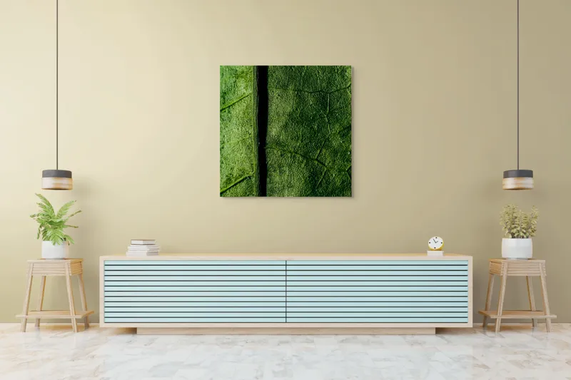 Tablou Canvas, "Texturi verzi naturale în detaliu", Frunze, Verde, Venuțe, Textură, Natură, 100 x 100 cm – poza 5