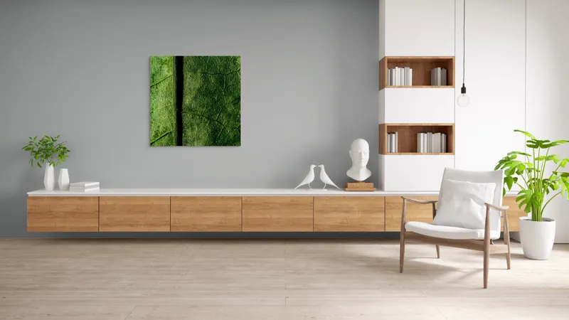 Tablou Canvas, "Texturi verzi naturale în detaliu", Frunze, Verde, Venuțe, Textură, Natură, 100 x 100 cm – poza 8