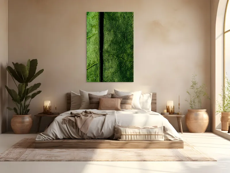 Tablou Canvas, "Texturi verzi naturale în detaliu", Frunze, Verde, Venuțe, Textură, Natură, 100 x 150 cm – poza 3