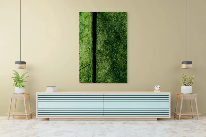 Tablou Canvas, "Texturi verzi naturale în detaliu", Frunze, Verde, Venuțe, Textură, Natură, 100 x 150 cm – poza 4