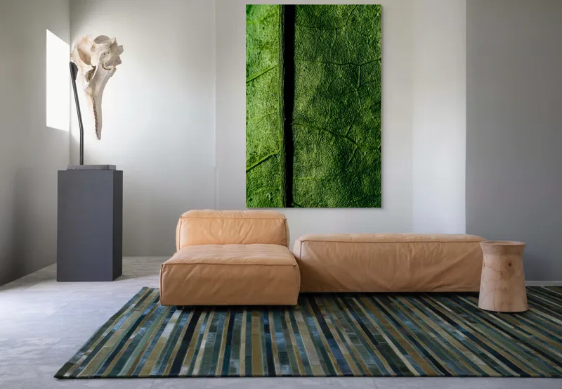 Tablou Canvas, "Texturi verzi naturale în detaliu", Frunze, Verde, Venuțe, Textură, Natură, 100 x 150 cm – poza 7