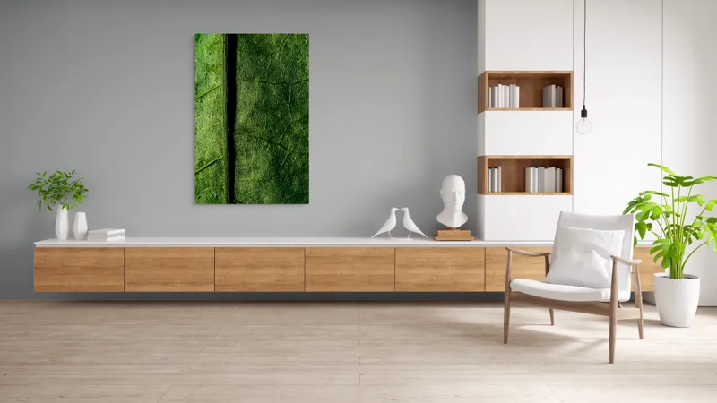 Tablou Canvas, "Texturi verzi naturale în detaliu", Frunze, Verde, Venuțe, Textură, Natură, 100 x 150 cm – poza 8