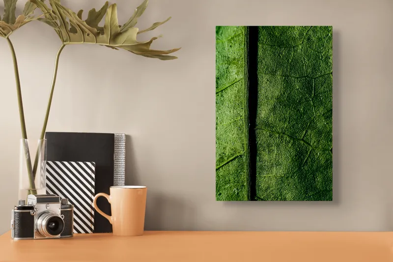 Tablou Canvas, "Texturi verzi naturale în detaliu", Frunze, Verde, Venuțe, Textură, Natură, 26 x 39 cm – poza 3