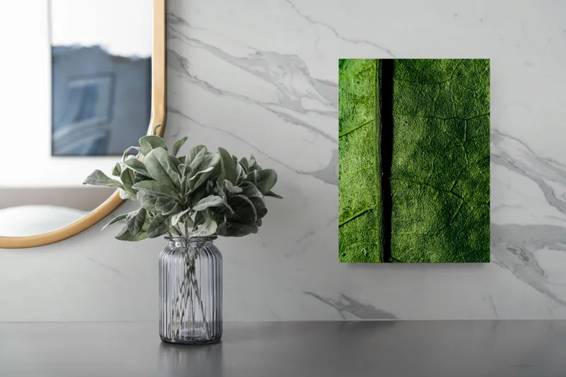 Tablou Canvas, "Texturi verzi naturale în detaliu", Frunze, Verde, Venuțe, Textură, Natură, 26 x 39 cm – poza 4