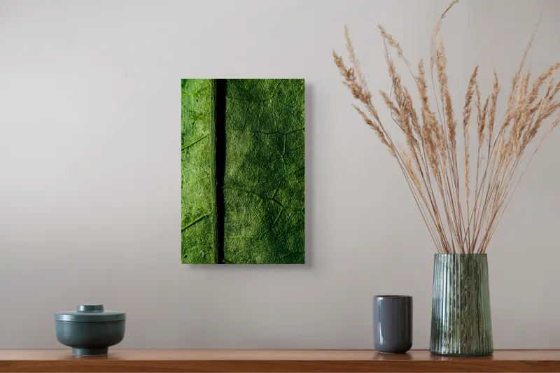 Tablou Canvas, "Texturi verzi naturale în detaliu", Frunze, Verde, Venuțe, Textură, Natură, 26 x 39 cm – poza 5