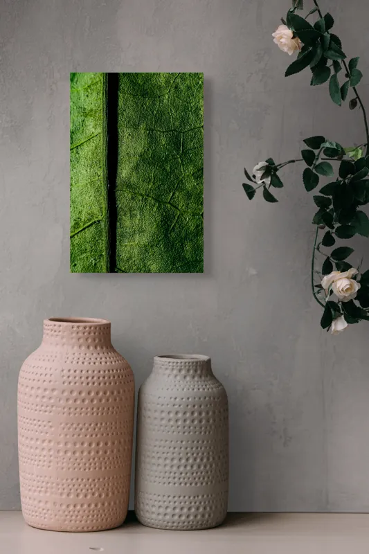 Tablou Canvas, "Texturi verzi naturale în detaliu", Frunze, Verde, Venuțe, Textură, Natură, 26 x 39 cm – poza 6