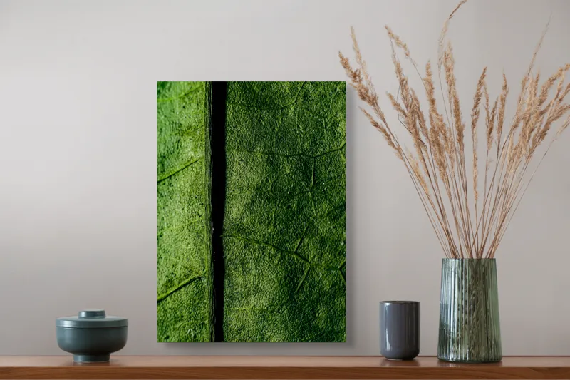 Tablou Canvas, "Texturi verzi naturale în detaliu", Frunze, Verde, Venuțe, Textură, Natură, 39 x 54 cm – poza 3