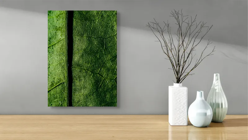 Tablou Canvas, "Texturi verzi naturale în detaliu", Frunze, Verde, Venuțe, Textură, Natură, 39 x 54 cm – poza 4