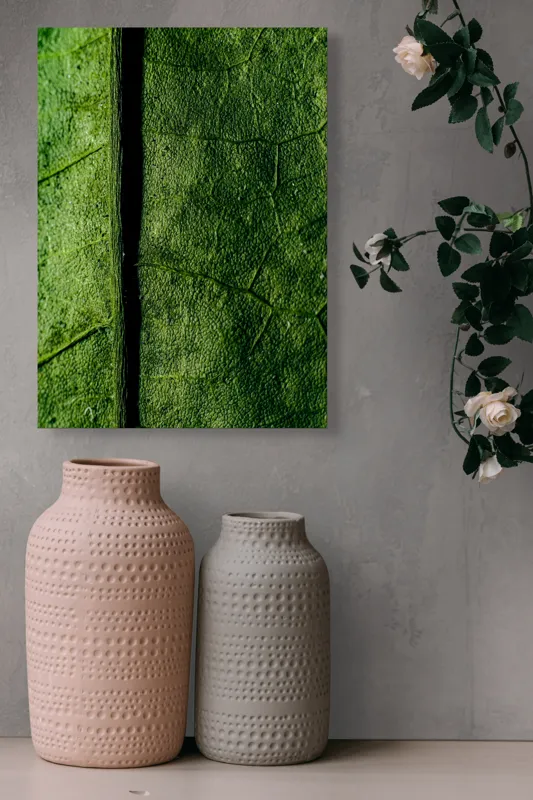 Tablou Canvas, "Texturi verzi naturale în detaliu", Frunze, Verde, Venuțe, Textură, Natură, 39 x 54 cm – poza 6