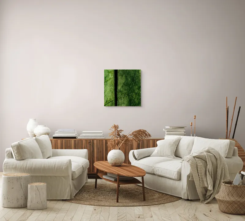 Tablou Canvas, "Texturi verzi naturale în detaliu", Frunze, Verde, Venuțe, Textură, Natură, 50 x 50 cm – poza 7
