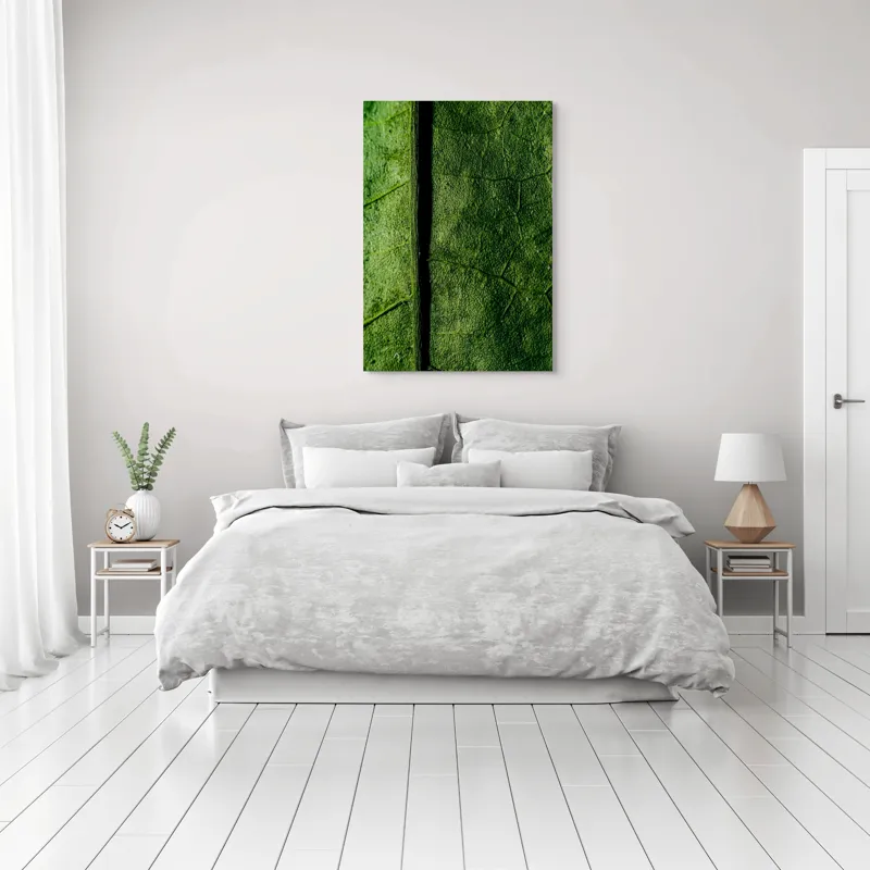 Tablou Canvas, "Texturi verzi naturale în detaliu", Frunze, Verde, Venuțe, Textură, Natură, 70 x 100 cm – poza 3