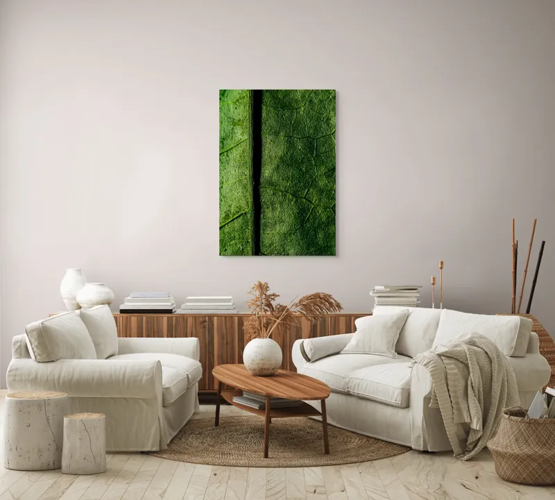 Tablou Canvas, "Texturi verzi naturale în detaliu", Frunze, Verde, Venuțe, Textură, Natură, 70 x 100 cm – poza 4