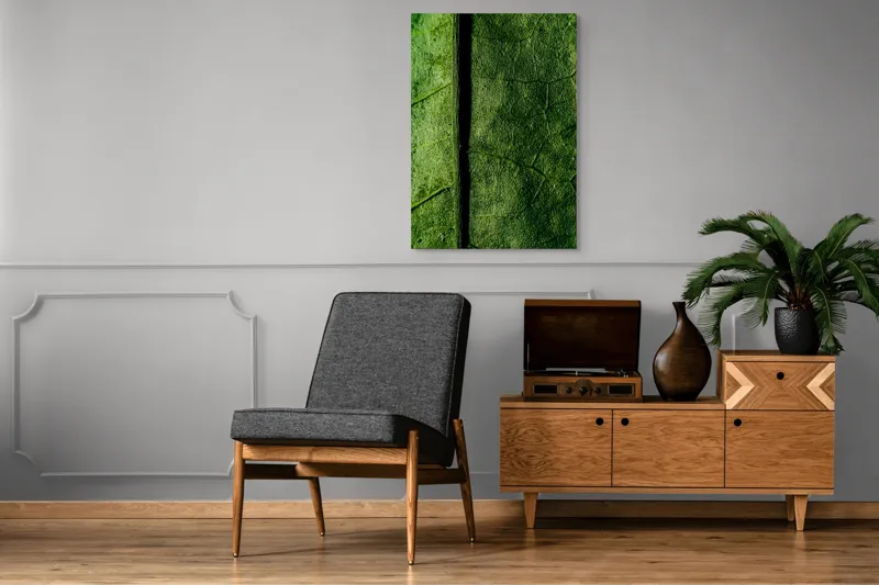 Tablou Canvas, "Texturi verzi naturale în detaliu", Frunze, Verde, Venuțe, Textură, Natură, 70 x 100 cm – poza 6