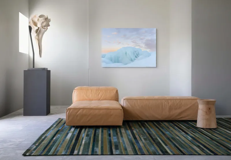 Tablou Canvas, "Gheață albastră sub cerul roz", Gheață, Ocean, Cer, Apus, Nor, Albastru, Roz, Peisaj, Rece, Liniște, 100 x 70 cm – poza 7