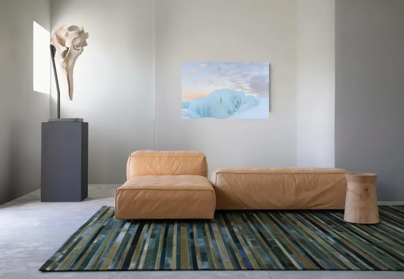 Tablou Canvas, "Gheață albastră sub cerul roz", Gheață, Ocean, Cer, Apus, Nor, Albastru, Roz, Peisaj, Rece, Liniște, 90 x 50 cm – poza 8