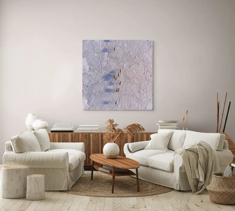 Tablou Canvas, "Siluete în mișcare pe zăpadă albă", Nu știu cine este în imagine., 100 x 100 cm – poza 3