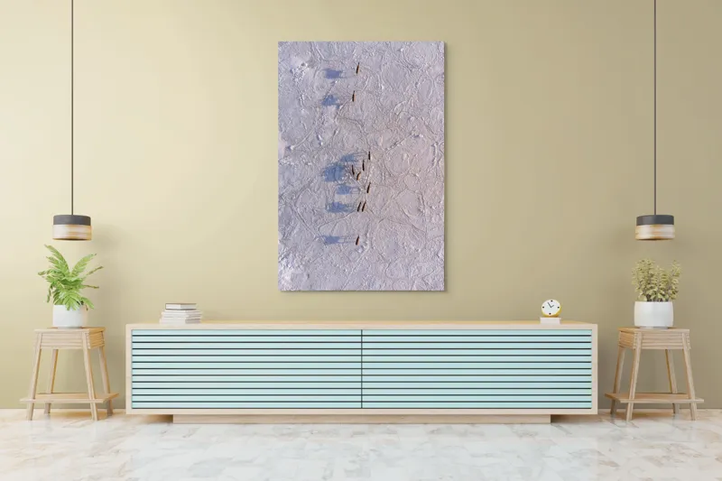 Tablou Canvas, "Siluete în mișcare pe zăpadă albă", Nu știu cine este în imagine., 100 x 150 cm – poza 4
