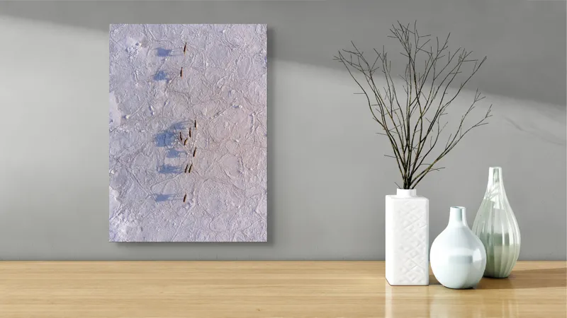 Tablou Canvas, "Siluete în mișcare pe zăpadă albă", Nu știu cine este în imagine., 39 x 54 cm – poza 4