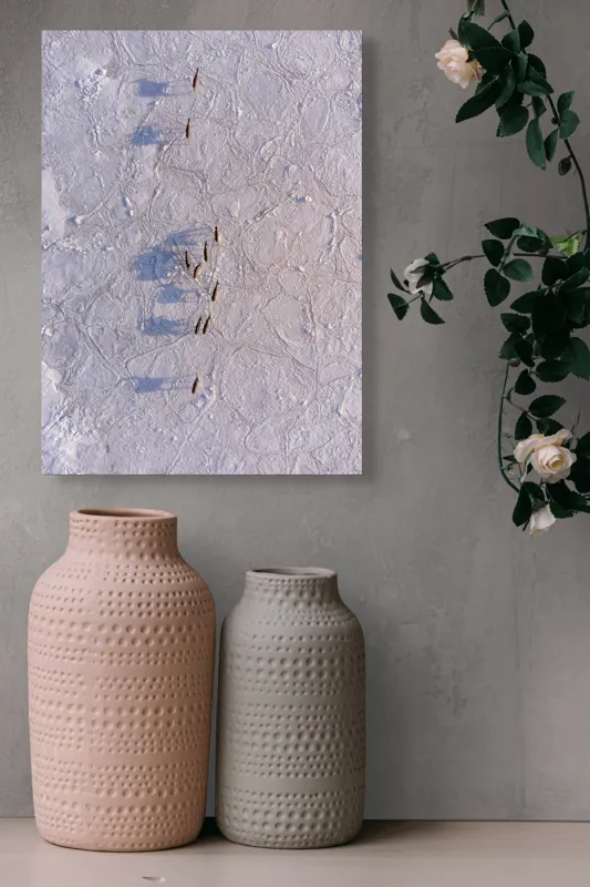 Tablou Canvas, "Siluete în mișcare pe zăpadă albă", Nu știu cine este în imagine., 39 x 54 cm – poza 6