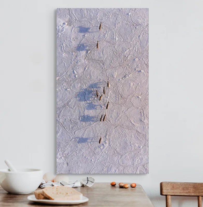 Tablou Canvas, "Siluete în mișcare pe zăpadă albă", Nu știu cine este în imagine., 50 x 90 cm – poza 3