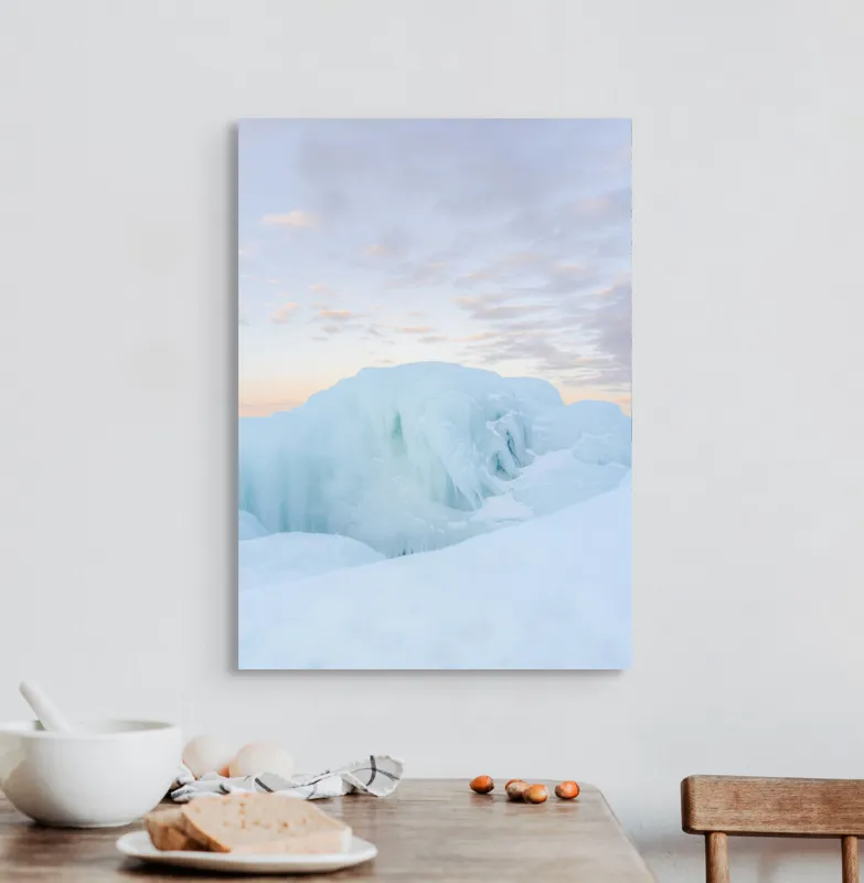 Tablou Canvas, "Albastrele ghețurilor la răsărit", Gheață, Lumină, Culoare, Nor, Calm, Frig, Cer, Albastru, Apus, Natură, 50 x 70 cm – poza 3