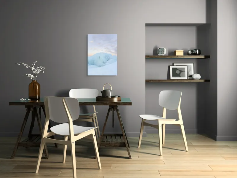 Tablou Canvas, "Albastrele ghețurilor la răsărit", Gheață, Lumină, Culoare, Nor, Calm, Frig, Cer, Albastru, Apus, Natură, 50 x 70 cm – poza 5