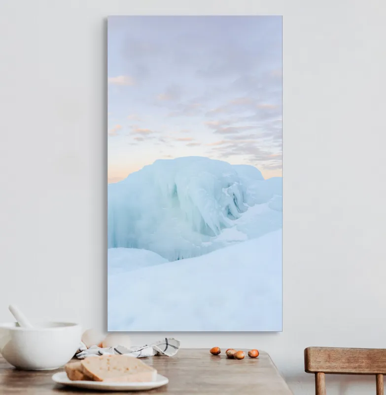 Tablou Canvas, "Albastrele ghețurilor la răsărit", Gheață, Lumină, Culoare, Nor, Calm, Frig, Cer, Albastru, Apus, Natură, 50 x 90 cm – poza 3