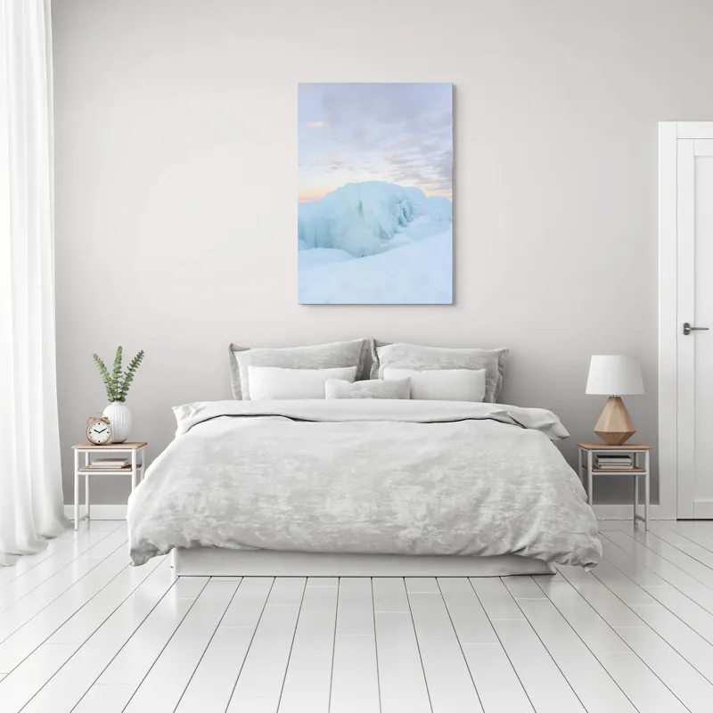Tablou Canvas, "Albastrele ghețurilor la răsărit", Gheață, Lumină, Culoare, Nor, Calm, Frig, Cer, Albastru, Apus, Natură, 70 x 100 cm – poza 3