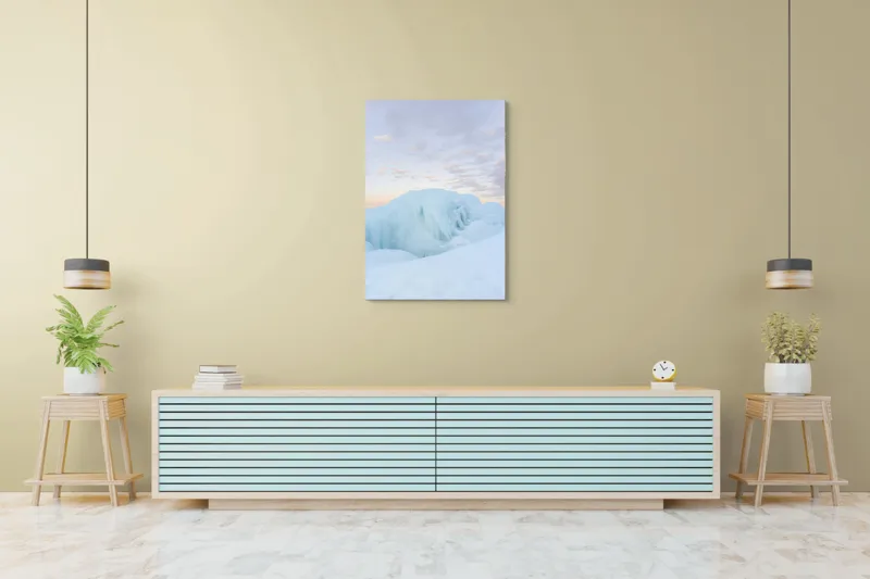 Tablou Canvas, "Albastrele ghețurilor la răsărit", Gheață, Lumină, Culoare, Nor, Calm, Frig, Cer, Albastru, Apus, Natură, 70 x 100 cm – poza 5