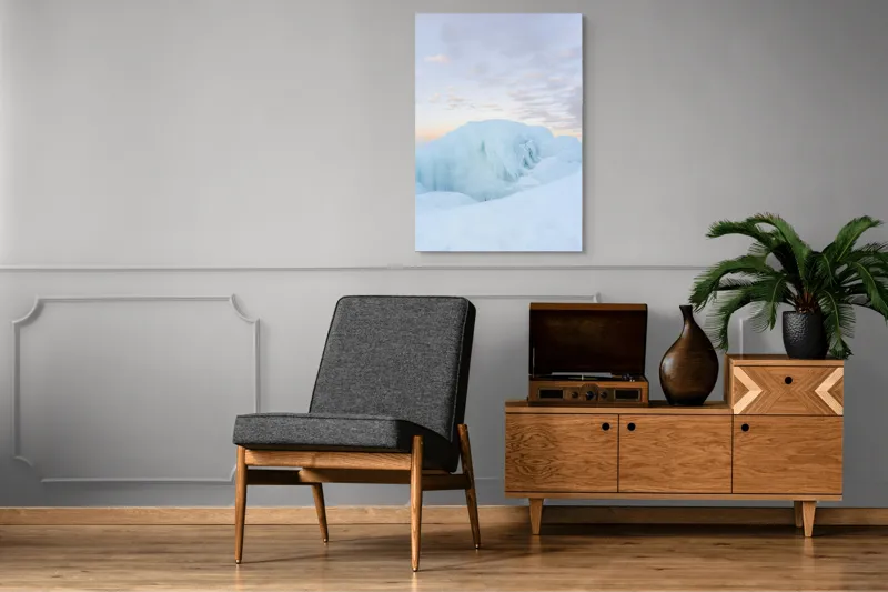 Tablou Canvas, "Albastrele ghețurilor la răsărit", Gheață, Lumină, Culoare, Nor, Calm, Frig, Cer, Albastru, Apus, Natură, 70 x 100 cm – poza 6