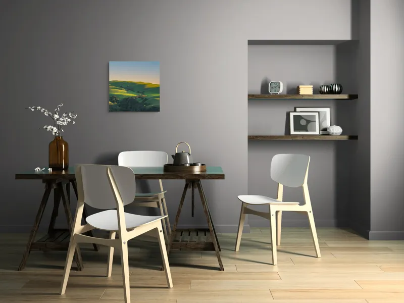 Tablou Canvas, "Colinele verzi sub cerul senin", Verde, Coline, Apus, Peisaj, Armonie, Natură, Liniște, Lumini, Umbre, 50 x 50 cm – poza 8