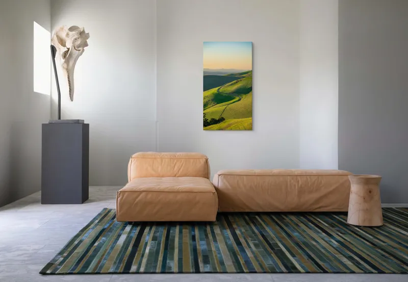 Tablou Canvas, "Drumul sinuos printre coline verzi", Peisaj, Coline, Drum, Apus, Verde, Cer, Pădure, Orizont, Lumină, Natură, 50 x 90 cm – poza 5