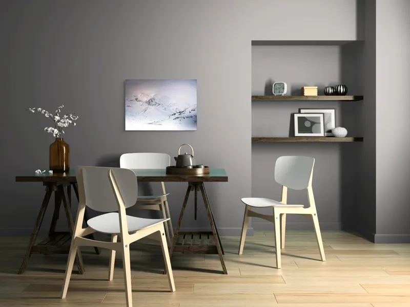 Tablou Canvas, "Iarna învăluind munții în tăcere albă", Alb, Înghețat, Montan, Tranquil, Vast, Izolat, Rece, Înfășurat, 70 x 50 cm – poza 5