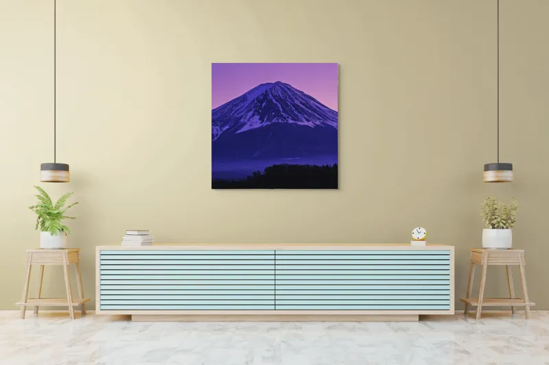Tablou Canvas, "Frumusețea misterioasă a muntelui Fuji", Munte, Fuji, Purpură, Zăpadă, Cer, Noapte, Frig, Japan, Pitoresc, Natură, 100 x 100 cm – poza 5
