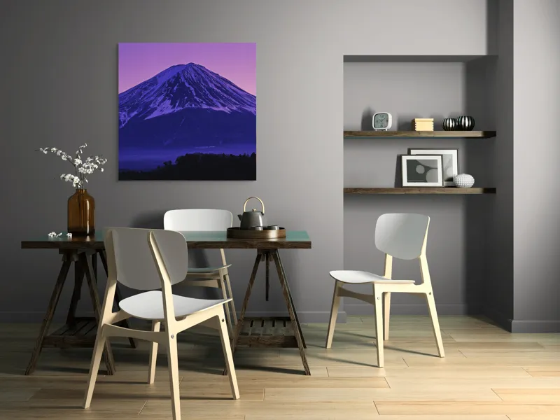 Tablou Canvas, "Frumusețea misterioasă a muntelui Fuji", Munte, Fuji, Purpură, Zăpadă, Cer, Noapte, Frig, Japan, Pitoresc, Natură, 100 x 100 cm – poza 6