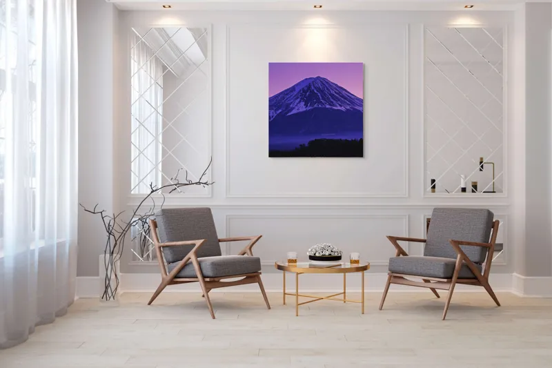 Tablou Canvas, "Frumusețea misterioasă a muntelui Fuji", Munte, Fuji, Purpură, Zăpadă, Cer, Noapte, Frig, Japan, Pitoresc, Natură, 100 x 100 cm – poza 7
