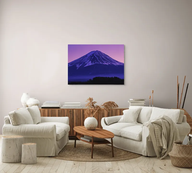 Tablou Canvas, "Frumusețea misterioasă a muntelui Fuji", Munte, Fuji, Purpură, Zăpadă, Cer, Noapte, Frig, Japan, Pitoresc, Natură, 100 x 70 cm – poza 3