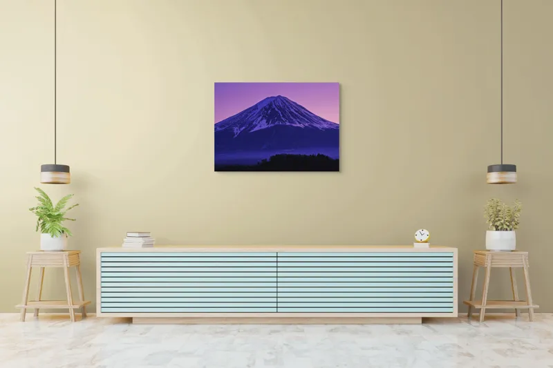 Tablou Canvas, "Frumusețea misterioasă a muntelui Fuji", Munte, Fuji, Purpură, Zăpadă, Cer, Noapte, Frig, Japan, Pitoresc, Natură, 100 x 70 cm – poza 4