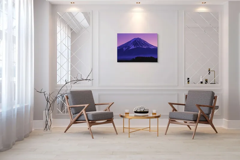 Tablou Canvas, "Frumusețea misterioasă a muntelui Fuji", Munte, Fuji, Purpură, Zăpadă, Cer, Noapte, Frig, Japan, Pitoresc, Natură, 100 x 70 cm – poza 5
