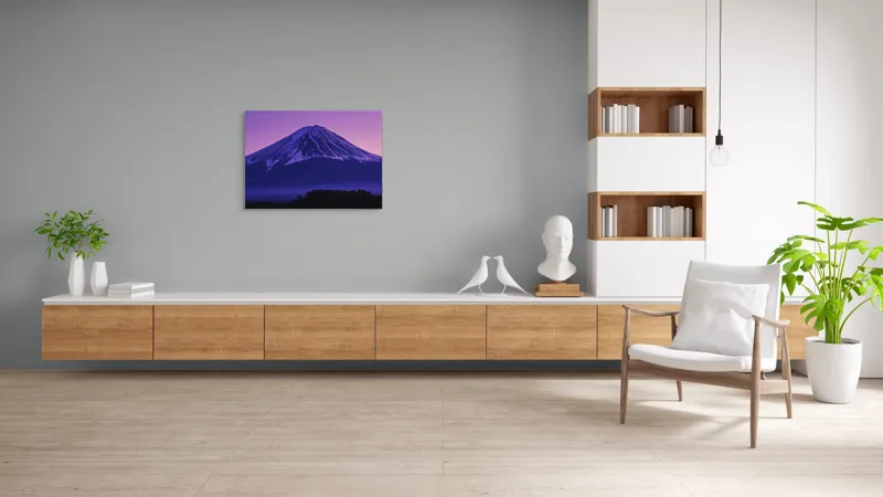 Tablou Canvas, "Frumusețea misterioasă a muntelui Fuji", Munte, Fuji, Purpură, Zăpadă, Cer, Noapte, Frig, Japan, Pitoresc, Natură, 100 x 70 cm – poza 6