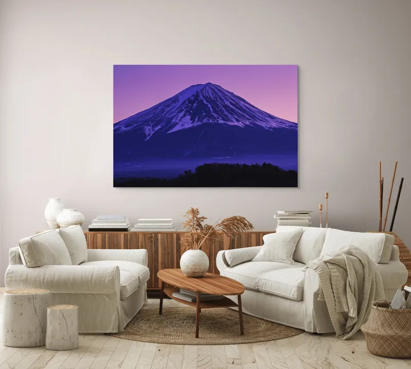 Tablou Canvas, "Frumusețea misterioasă a muntelui Fuji", Munte, Fuji, Purpură, Zăpadă, Cer, Noapte, Frig, Japan, Pitoresc, Natură, 150 x 100 cm – poza 3