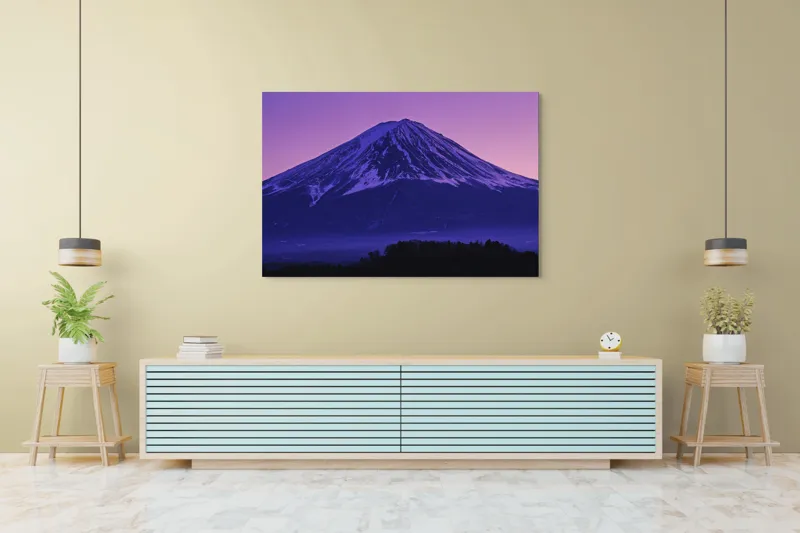Tablou Canvas, "Frumusețea misterioasă a muntelui Fuji", Munte, Fuji, Purpură, Zăpadă, Cer, Noapte, Frig, Japan, Pitoresc, Natură, 150 x 100 cm – poza 6